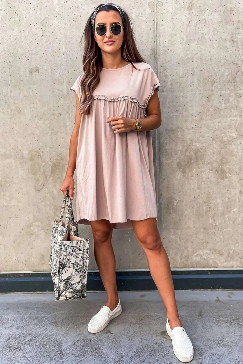 Women's Mini Dress | Frilled Trim Cotton Blend