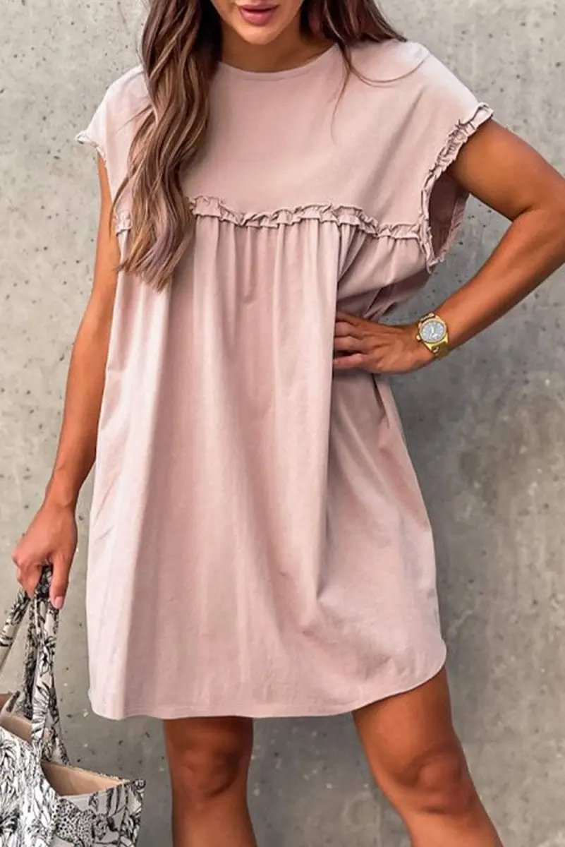 Women's Mini Dress | Frilled Trim Cotton Blend