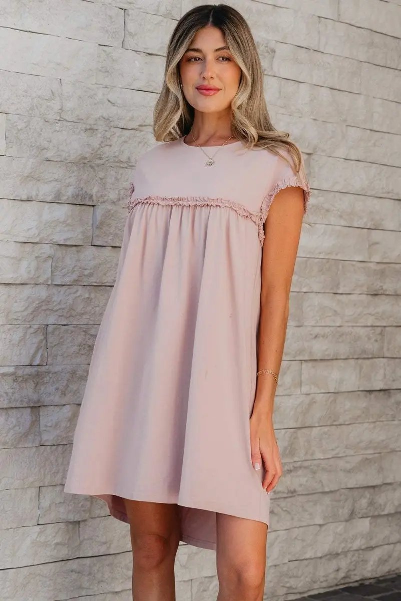 Women's Mini Dress | Frilled Trim Cotton Blend