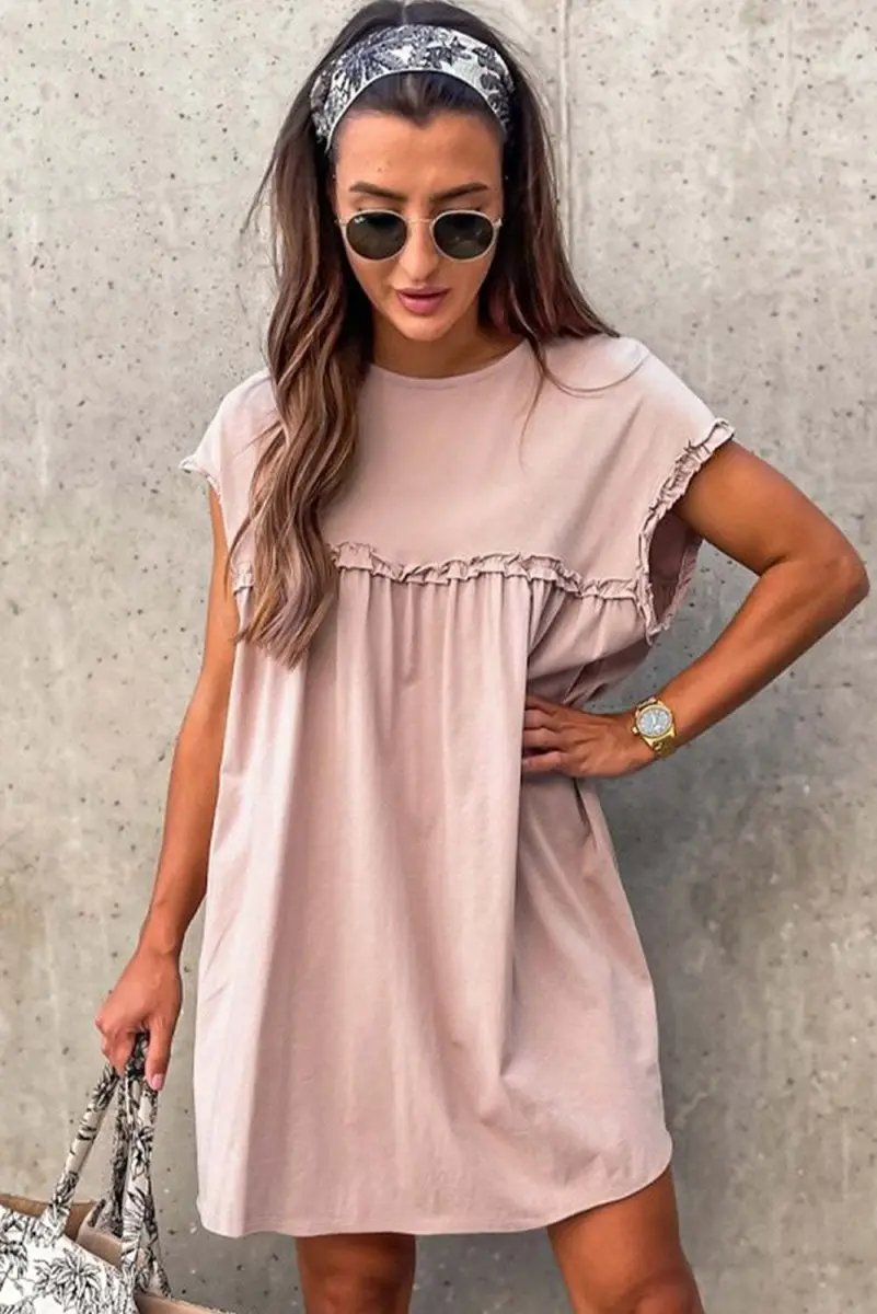 Women's Mini Dress | Frilled Trim Cotton Blend