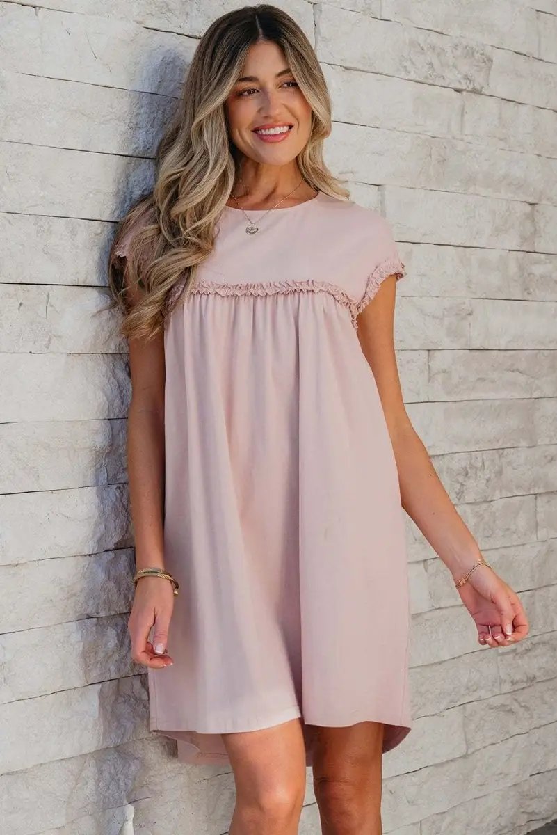 Women's Mini Dress | Frilled Trim Cotton Blend