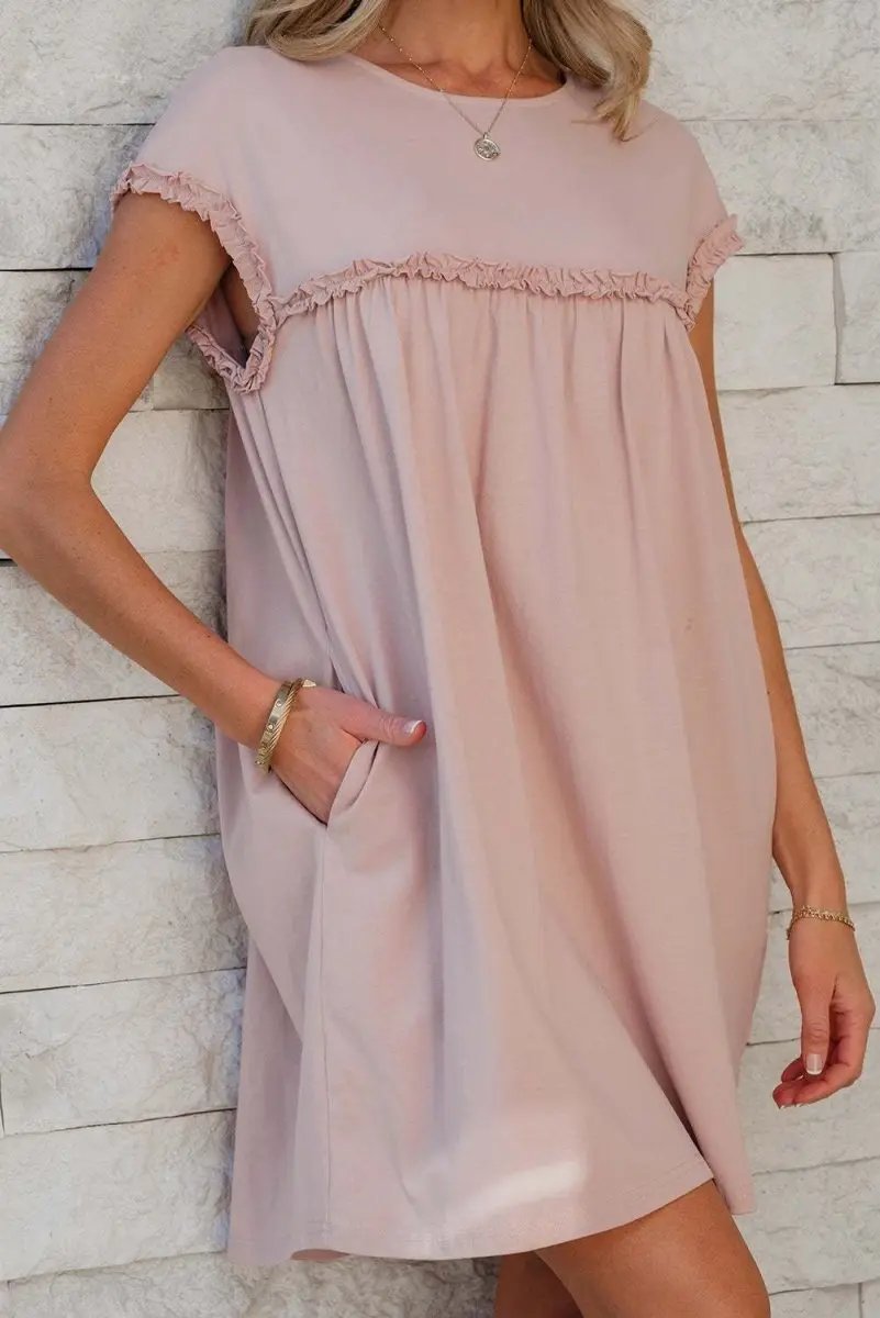 Women's Mini Dress | Frilled Trim Cotton Blend