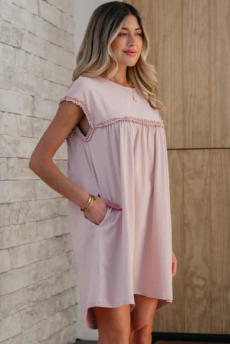 Women's Mini Dress | Frilled Trim Cotton Blend