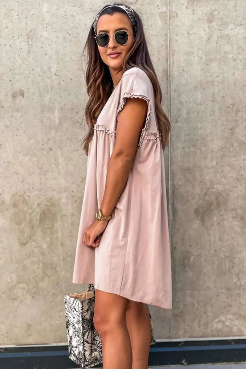 Women's Mini Dress | Frilled Trim Cotton Blend