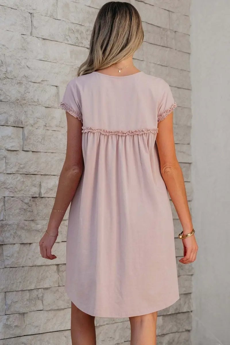 Women's Mini Dress | Frilled Trim Cotton Blend