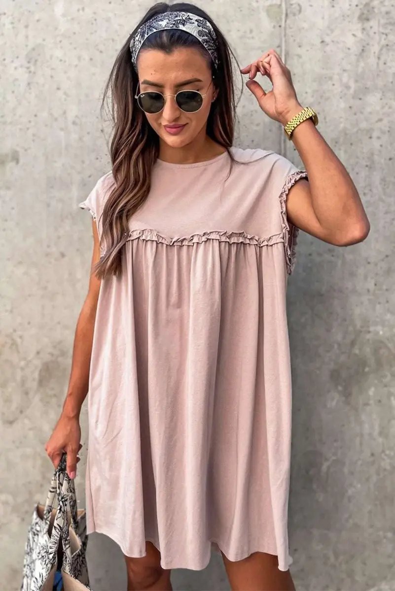 Women's Mini Dress | Frilled Trim Cotton Blend