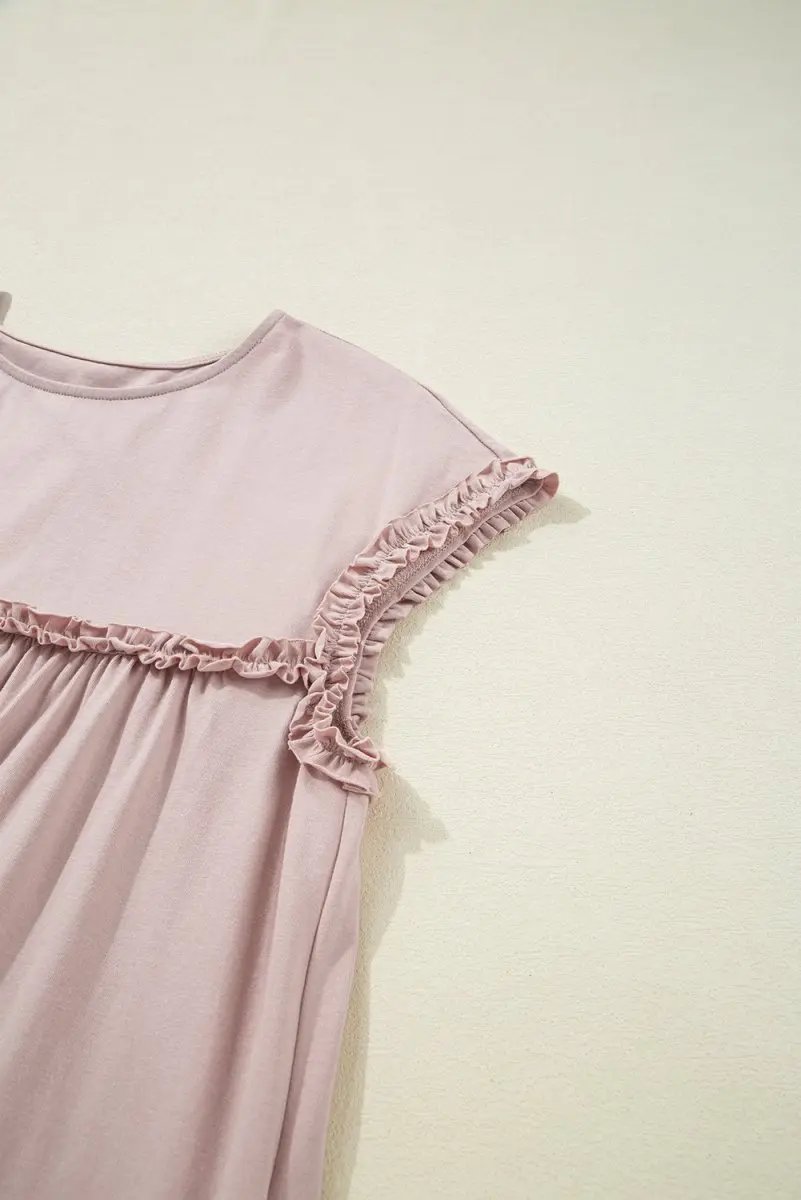 Women's Mini Dress | Frilled Trim Cotton Blend