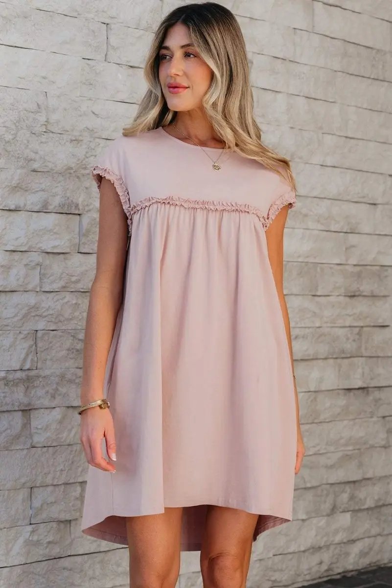 Women's Mini Dress | Frilled Trim Cotton Blend