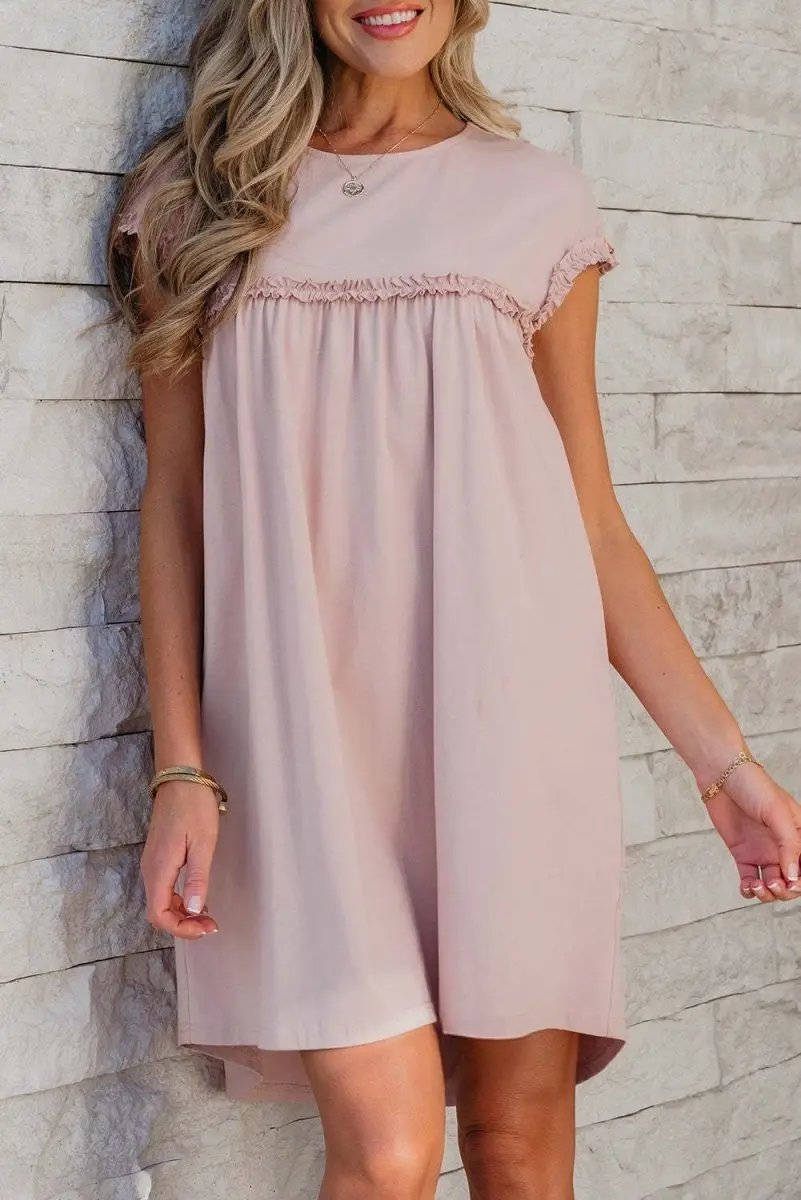 Women's Mini Dress | Frilled Trim Cotton Blend