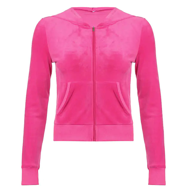 Casual Velvet Winter Jacket for Women with Hood