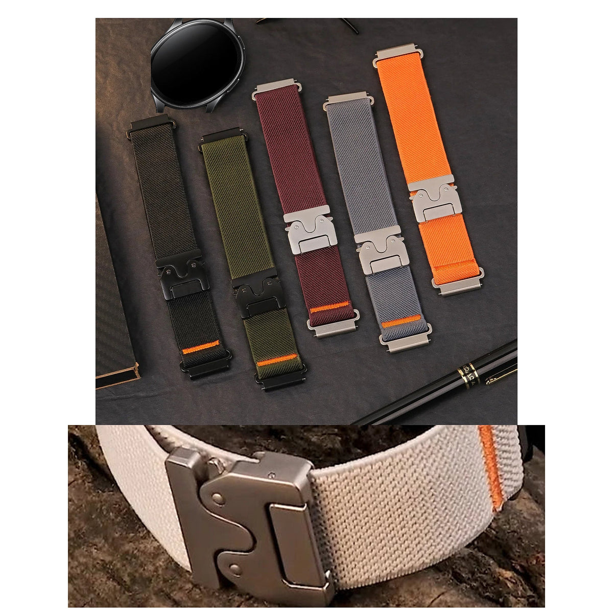 OnePlus Watch Stretch Nylon Band with Metal Clip Buckle