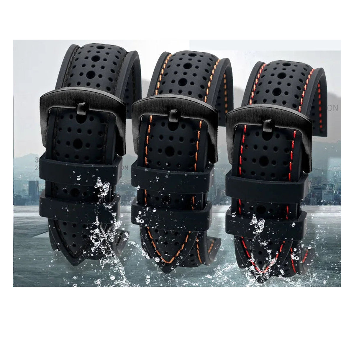 Garmin 18/20/22mm Quick Release Perforated Silicone Band with Contrast Stitching