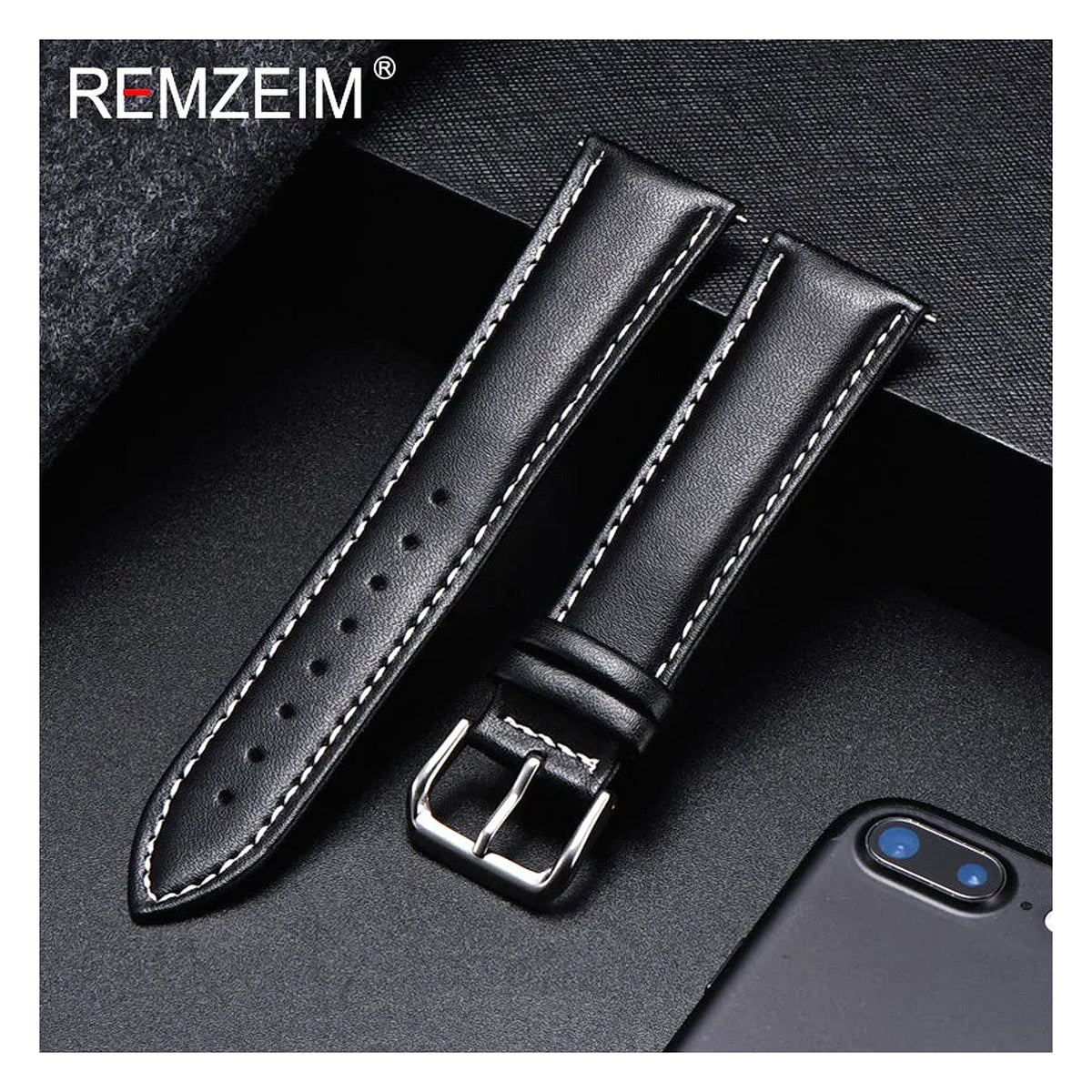 Garmin 18/20/22/24mm Quick Release Soft Calfskin Band, Plain or White Stitching