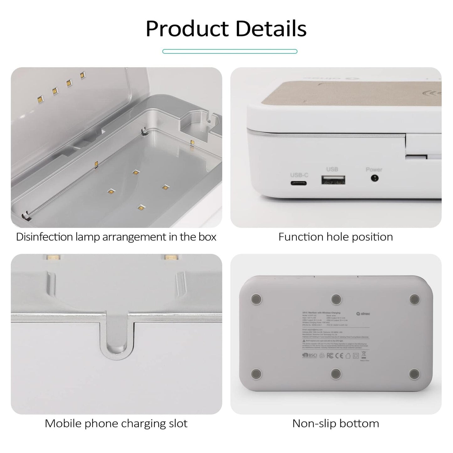 UV Sanitizer Box with Wireless Charger| Phone Screen Disinfecting (Brown)