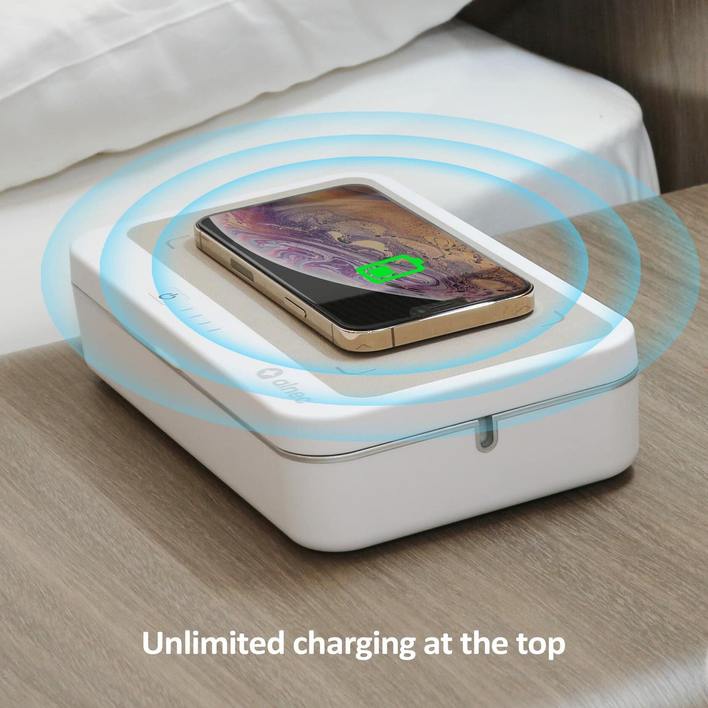 UV Sanitizer Box with Wireless Charger| Phone Screen Disinfecting (Brown)