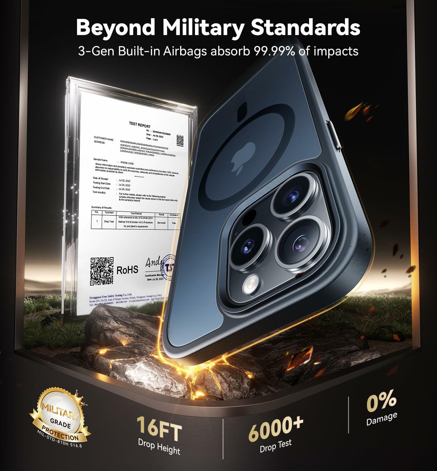 Opxyl Magnetic iPhone 13 Pro Max Case MagSafe Compatible Black 16FT Drop Prot