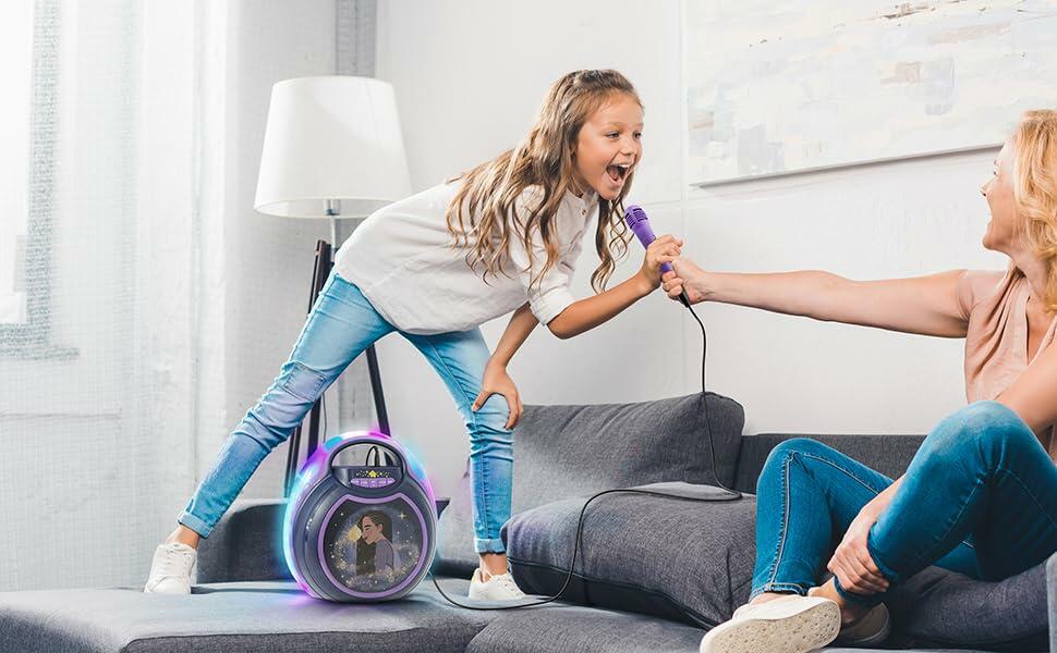 eKids Disney Wish Karaoke Machine Bluetooth Speaker with Mic for Kids