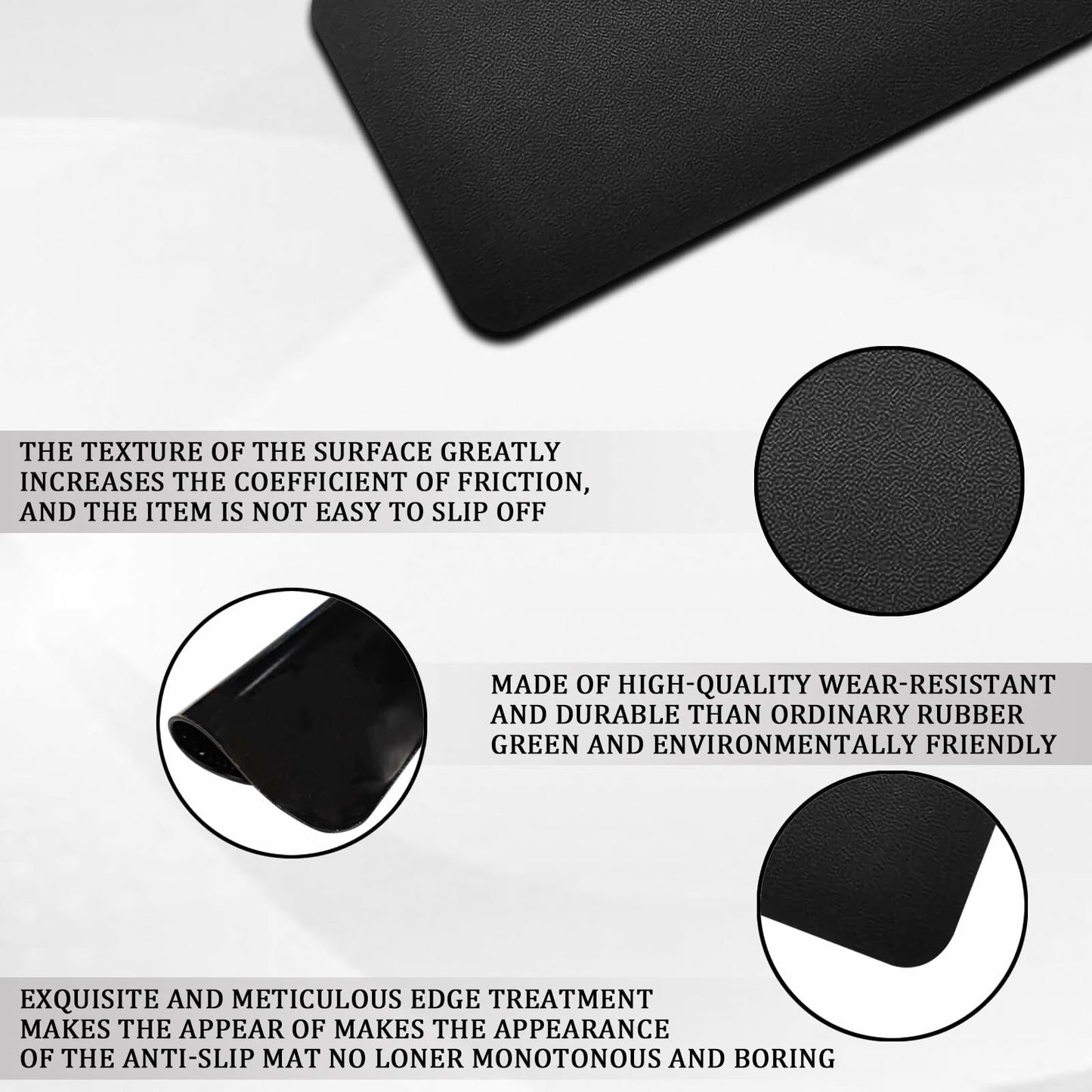 Tobenbone Car Dashboard Anti-Slip Rubber Mat 10.6x5.9 Black Grid