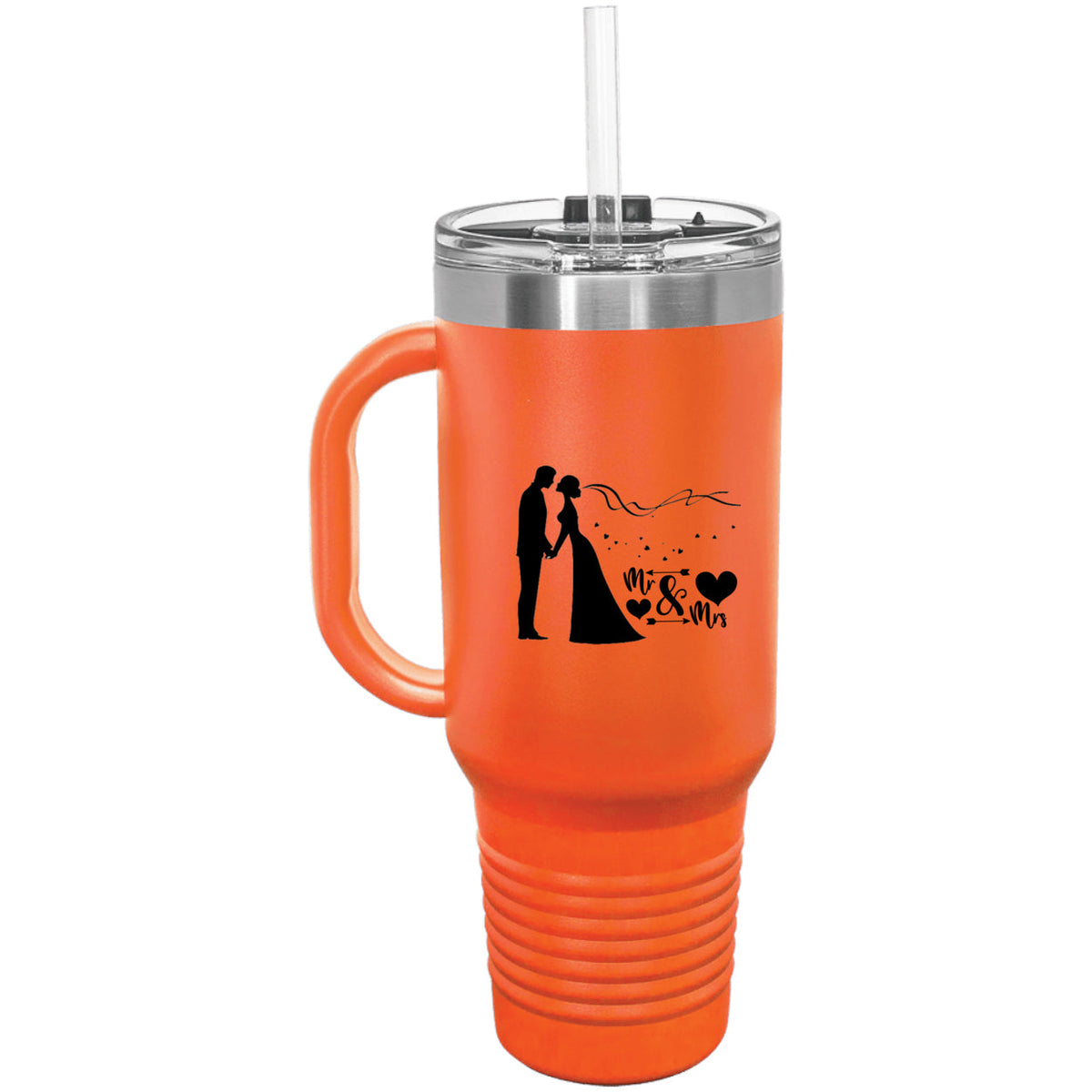 Bride and Groom Mr & Mrs Wedding Polar Camel 40 oz. Travel Mug with Handle & Straw