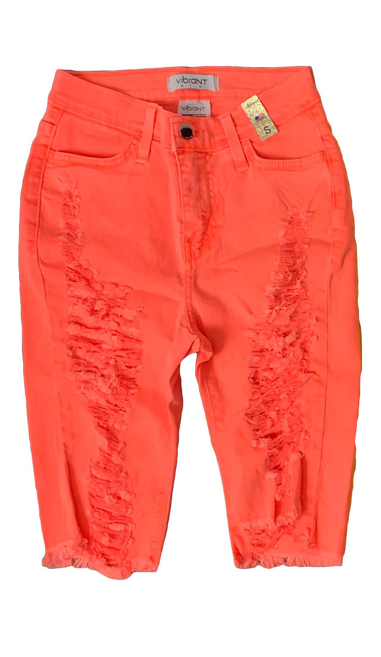 Pantalones cortos bermudas desgastados de neón