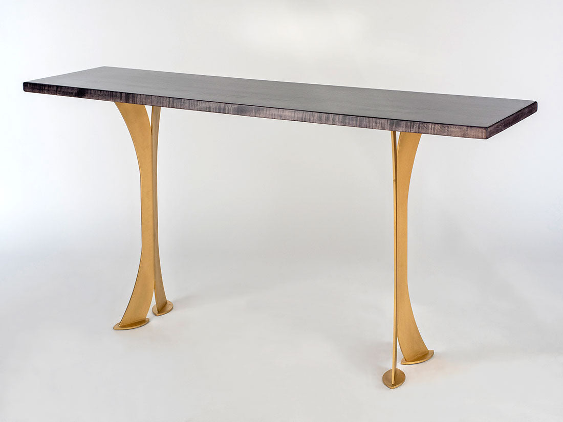 Mesa de sofá con patas divididas (negra con patas doradas)