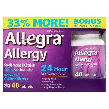 Allegra Adult 24-Hour Allergy Relief, Non-Drowsy, 180 mg, 40 Tablets
