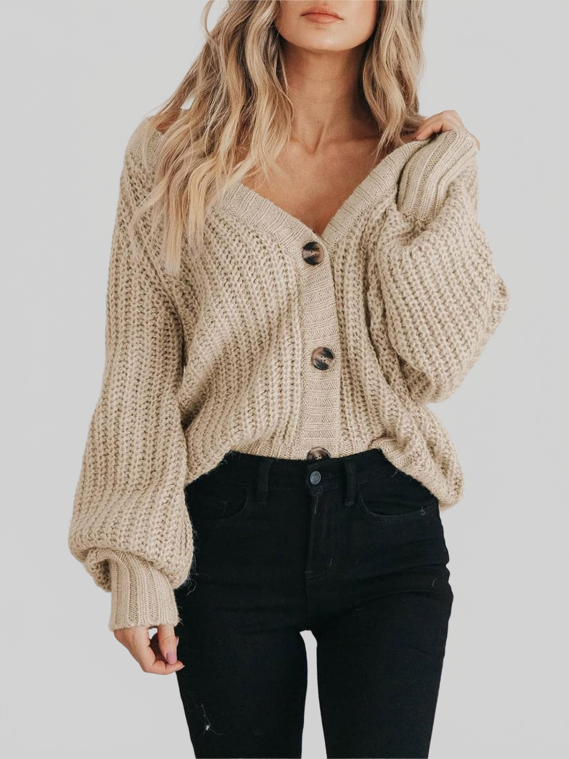 Women Button Up Long Sleeve Cardigan