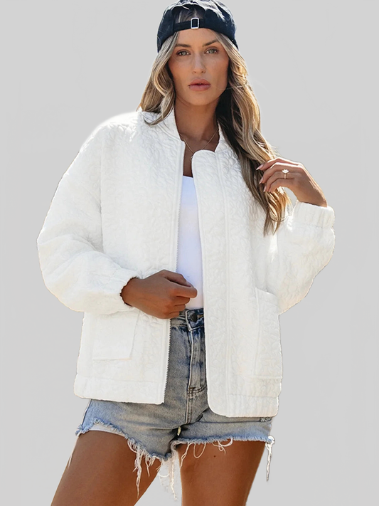 Chaqueta acolchada floral con cuello béisbol