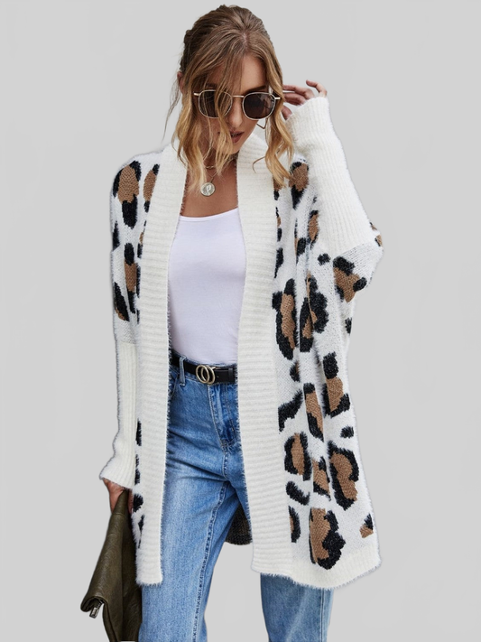 Cárdigan de mujer con estampado de leopardo peludo
