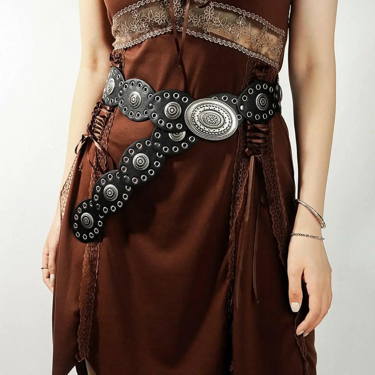 Trendsi Leather Belt Oval Buckle Burnt Umber
