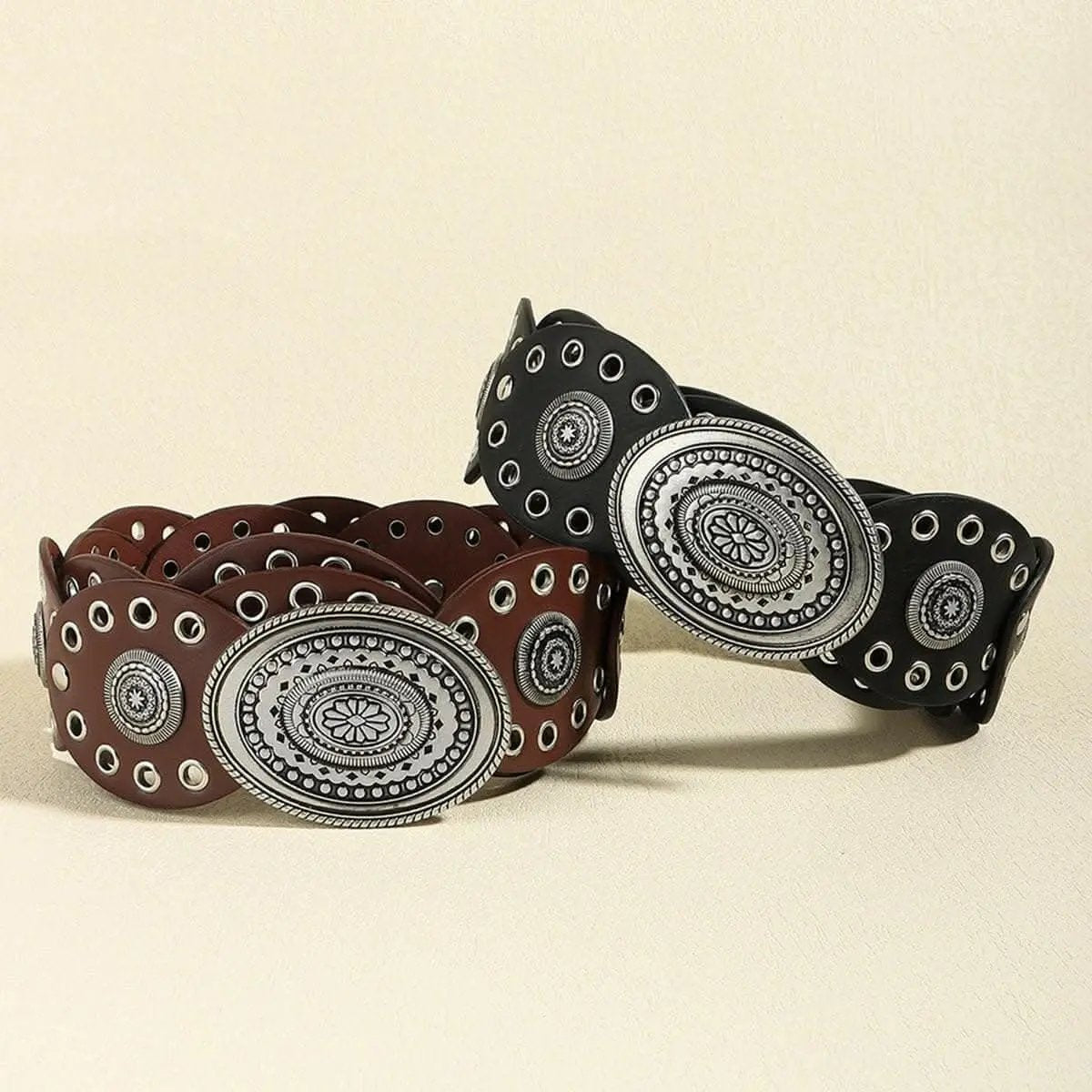 Trendsi Leather Belt Oval Buckle Burnt Umber