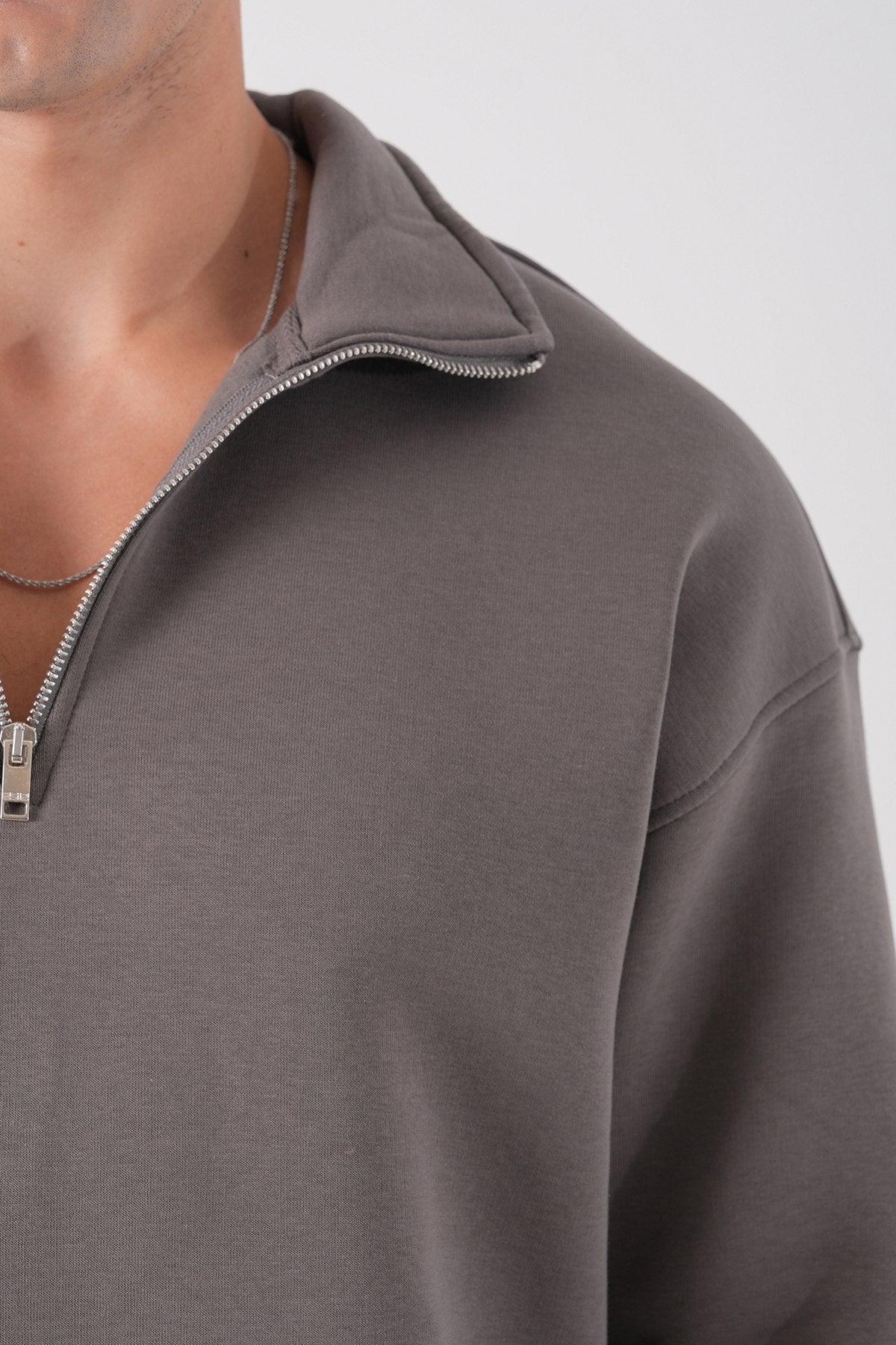 Unisex Oversize Half-Zip Sweatshirt & Baggy Sweatpants Set