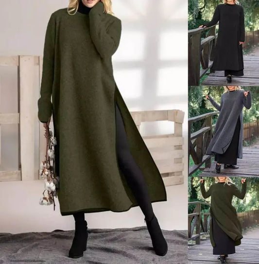 Oversized Knit Lace Dress Brushed Hoody Casual Dress - # WOAA211410001-PRG
