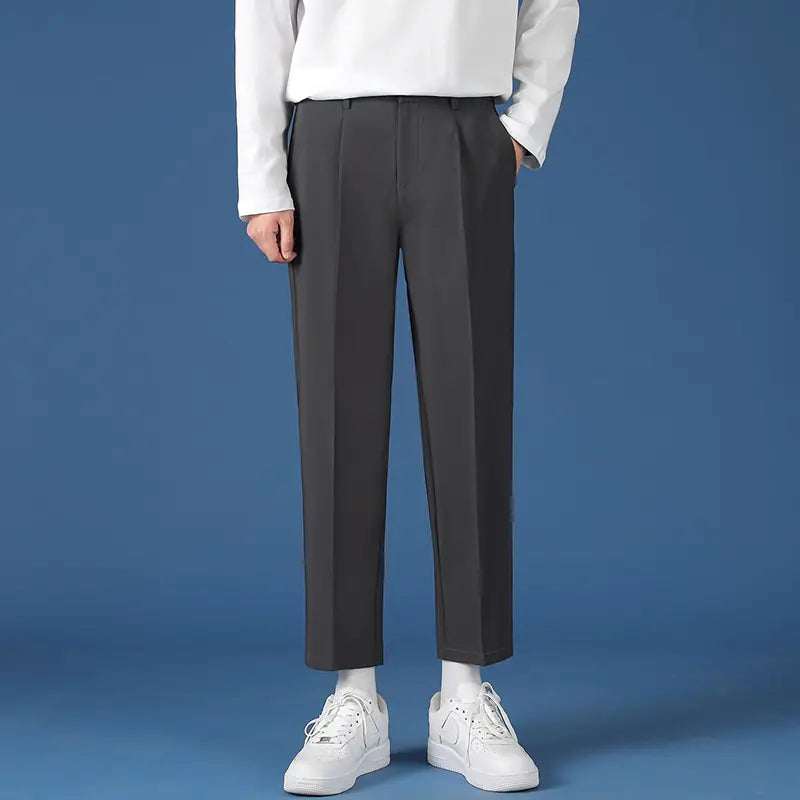 Pants Boys Mens Korean Fashion Hip Hop Classic Nine-Point Pants 2022 Boys Men Oversize Breathable Wide Leg Casual Straight Trouser27-38 - # BOAA13410007