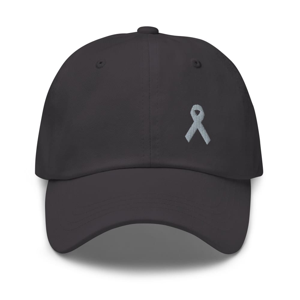 Parkinson's Awareness & Brain Tumor Awareness Dad Hat with Grey Ribbon