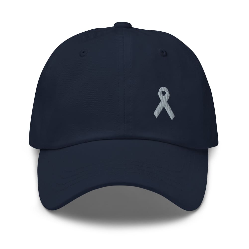 Parkinson's Awareness & Brain Tumor Awareness Dad Hat with Grey Ribbon