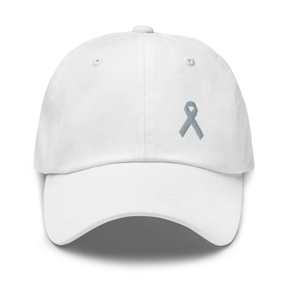 Parkinson's Awareness & Brain Tumor Awareness Dad Hat with Grey Ribbon