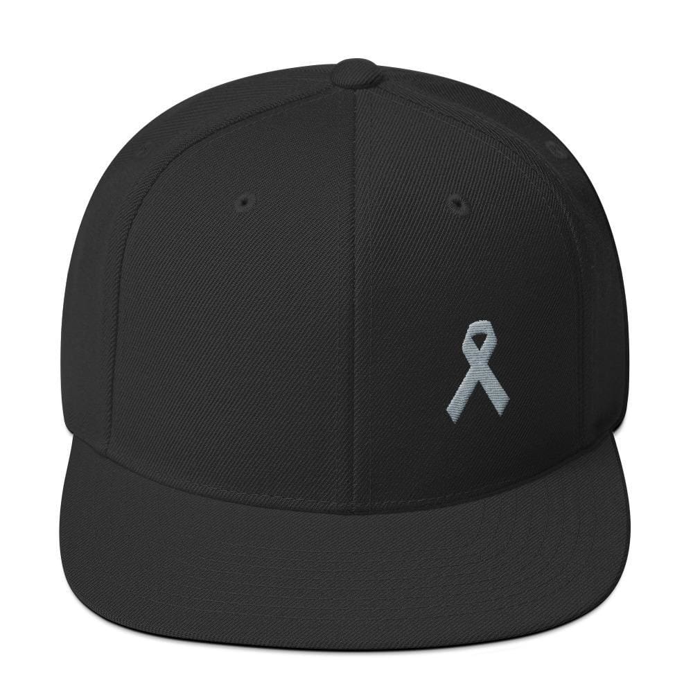 Gorra Snapback de ala plana de concienciación sobre el Parkinson y tumores cerebrales con cinta gris