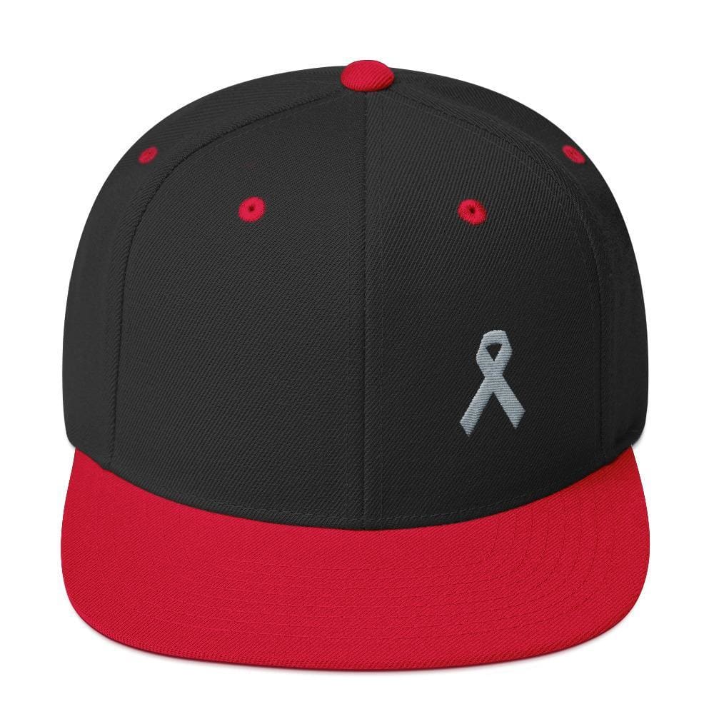 Gorra Snapback de ala plana de concienciación sobre el Parkinson y tumores cerebrales con cinta gris
