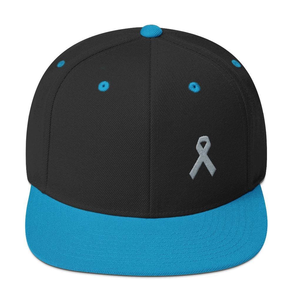 Gorra Snapback de ala plana de concienciación sobre el Parkinson y tumores cerebrales con cinta gris