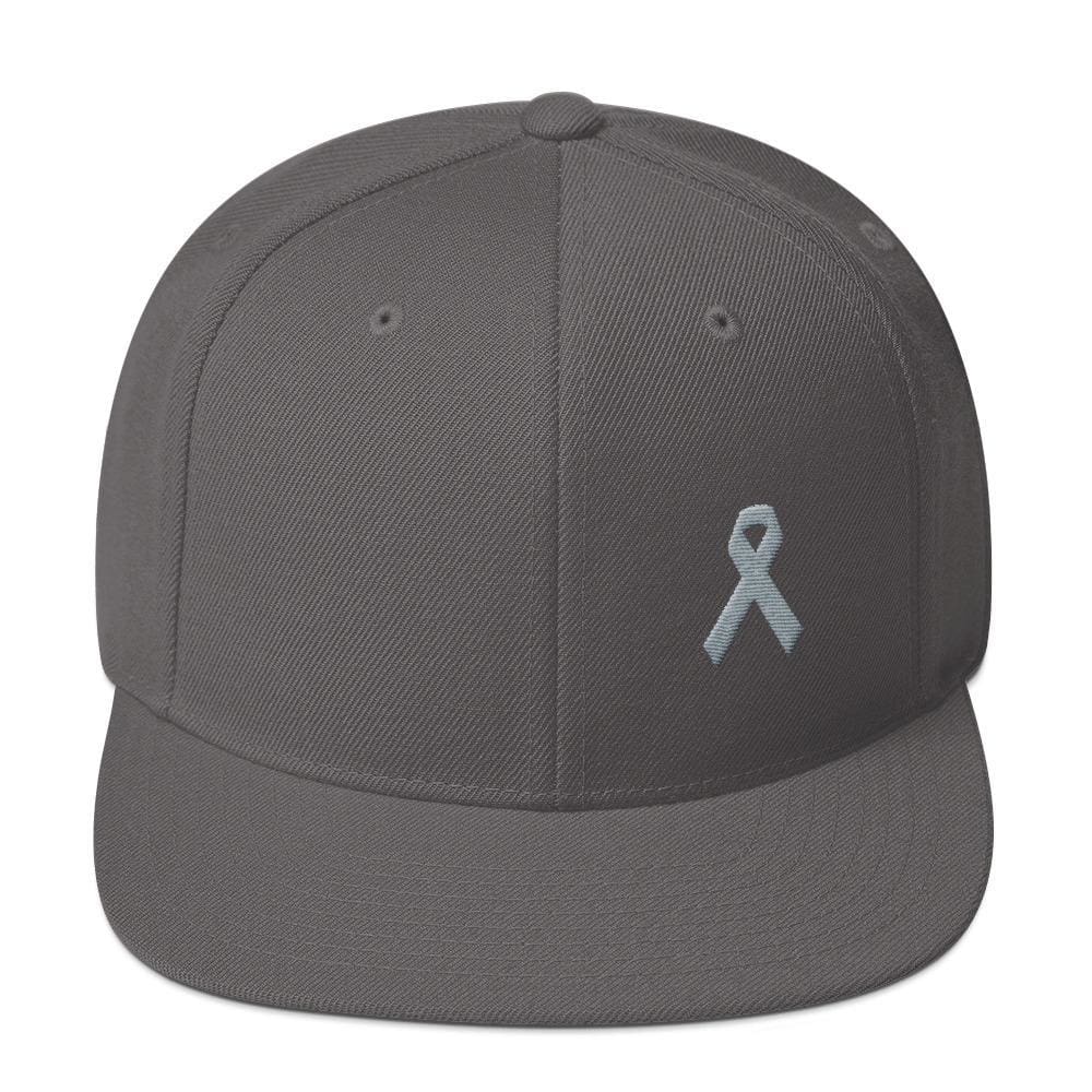 Gorra Snapback de ala plana de concienciación sobre el Parkinson y tumores cerebrales con cinta gris