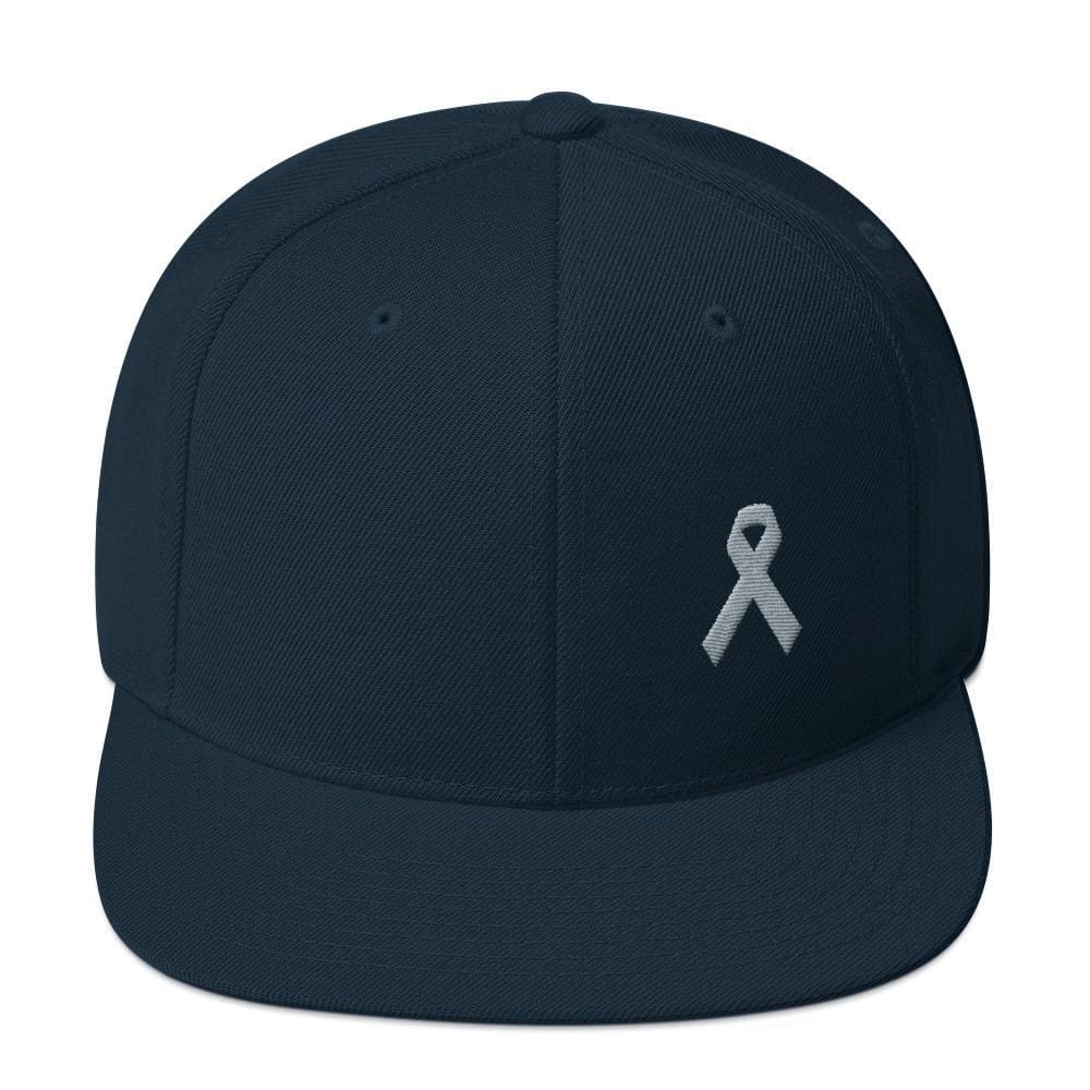 Gorra Snapback de ala plana de concienciación sobre el Parkinson y tumores cerebrales con cinta gris