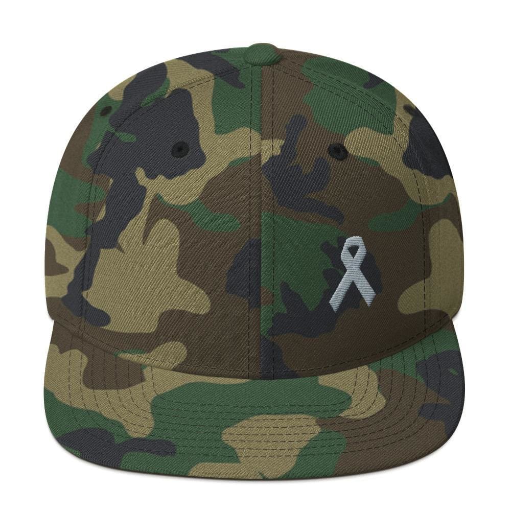 Gorra Snapback de ala plana de concienciación sobre el Parkinson y tumores cerebrales con cinta gris