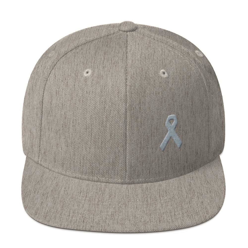 Gorra Snapback de ala plana de concienciación sobre el Parkinson y tumores cerebrales con cinta gris