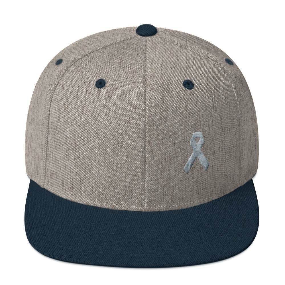 Gorra Snapback de ala plana de concienciación sobre el Parkinson y tumores cerebrales con cinta gris