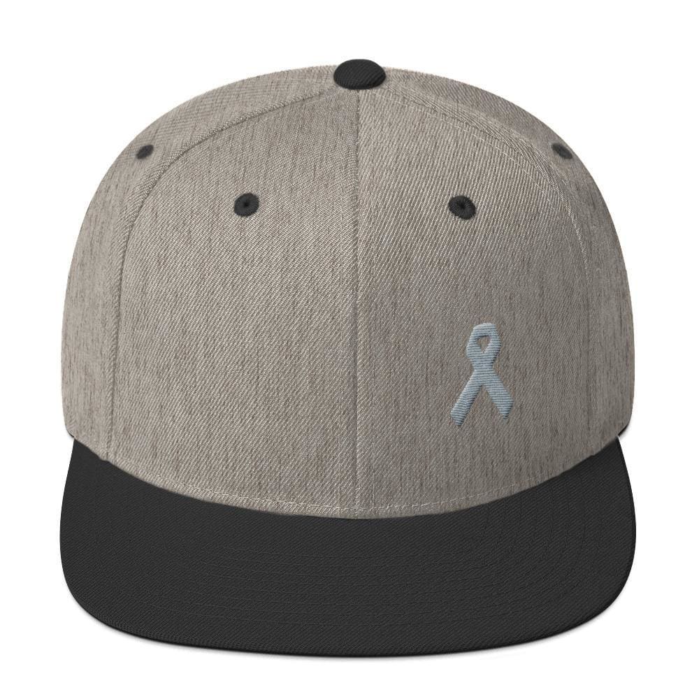 Gorra Snapback de ala plana de concienciación sobre el Parkinson y tumores cerebrales con cinta gris