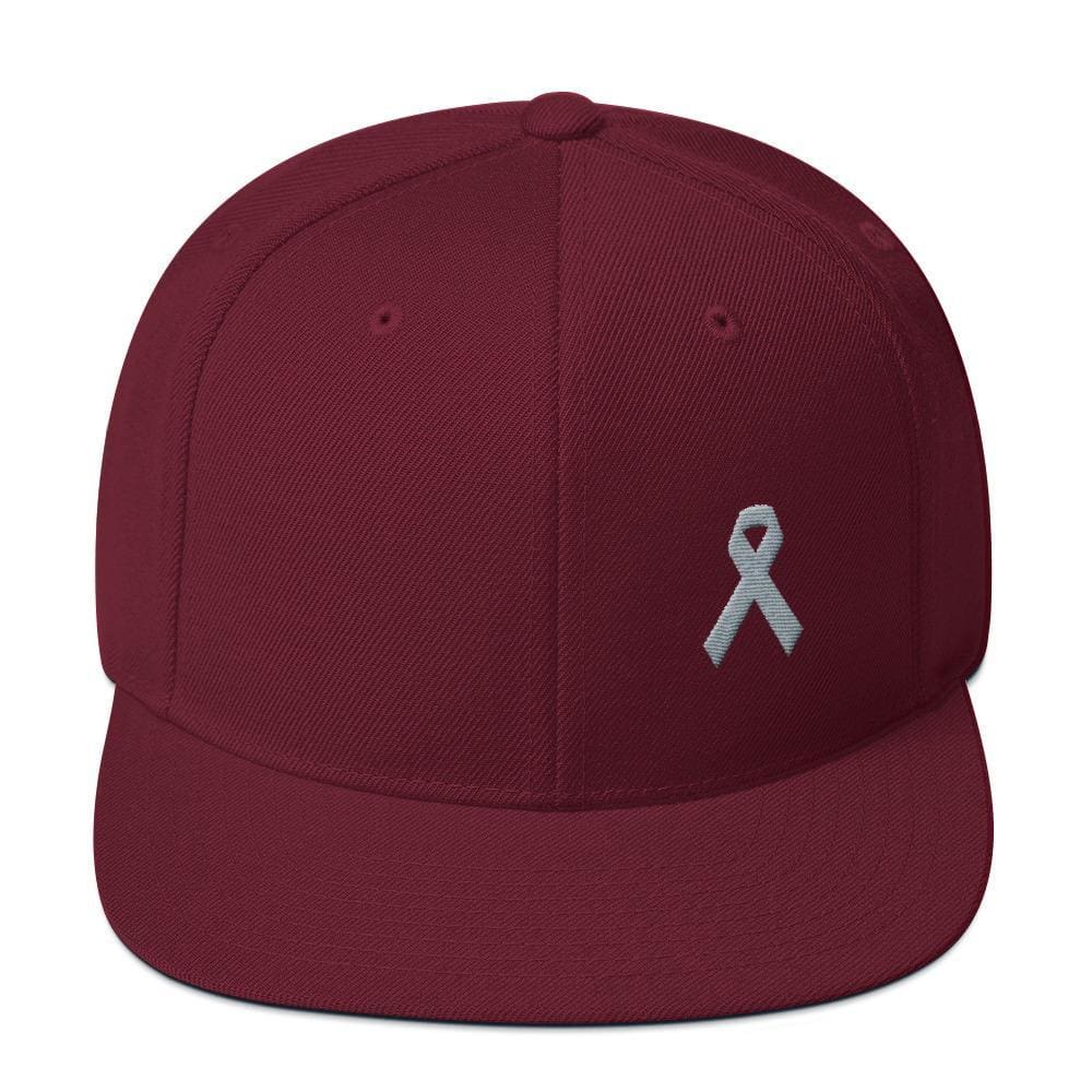 Gorra Snapback de ala plana de concienciación sobre el Parkinson y tumores cerebrales con cinta gris