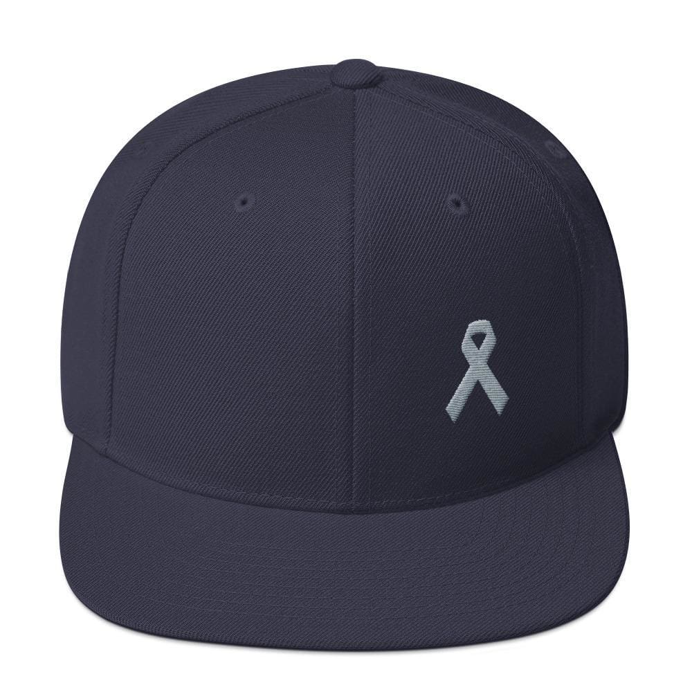 Gorra Snapback de ala plana de concienciación sobre el Parkinson y tumores cerebrales con cinta gris