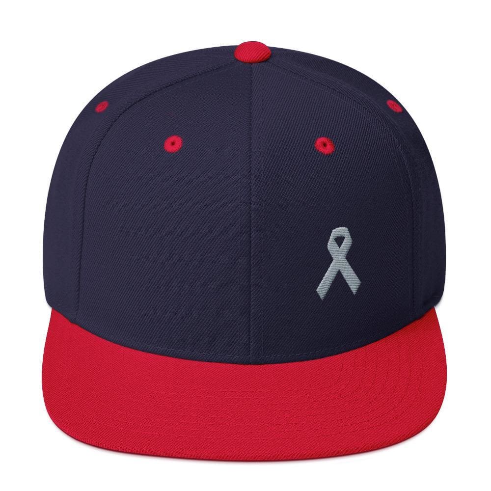 Gorra Snapback de ala plana de concienciación sobre el Parkinson y tumores cerebrales con cinta gris