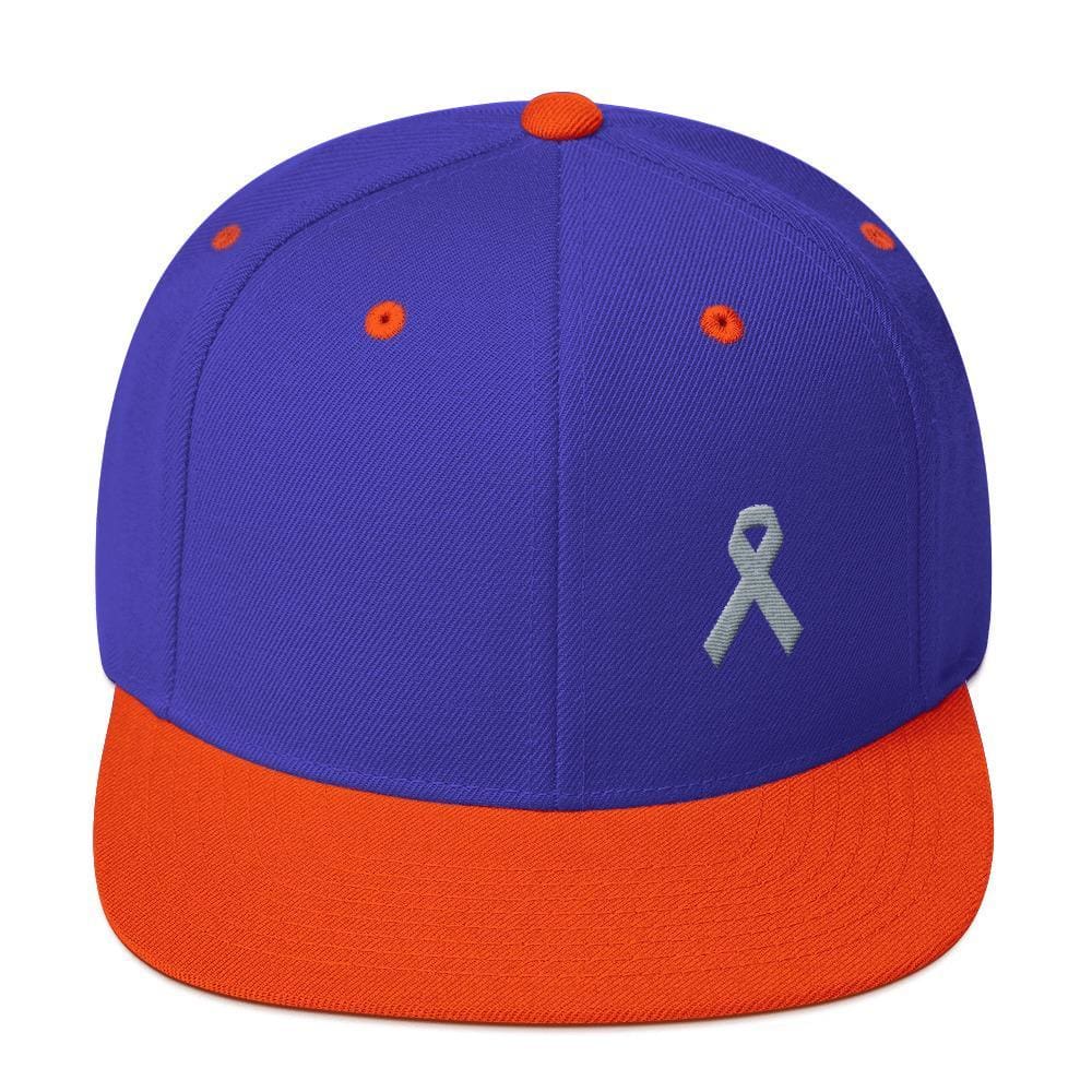 Gorra Snapback de ala plana de concienciación sobre el Parkinson y tumores cerebrales con cinta gris